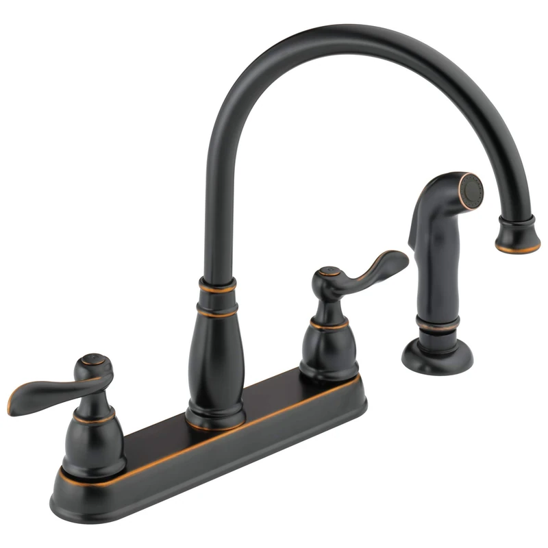 Delta Faucet Windemere 2-Handle Kitchen Sink Faucet with Side Sprayer in Matching Finish, Oil Rubbed Bronze 21996LF-OB, 4
