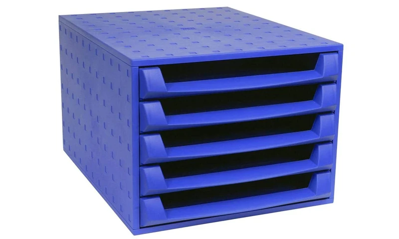 Exacompta - Ref 221101D - Forever Collection - The Box - 387 x 284 x 218mm in Size, 5 Open Drawers, 38mm Drawer Height, Suitable for A4+ Documents - Cobalt Blue