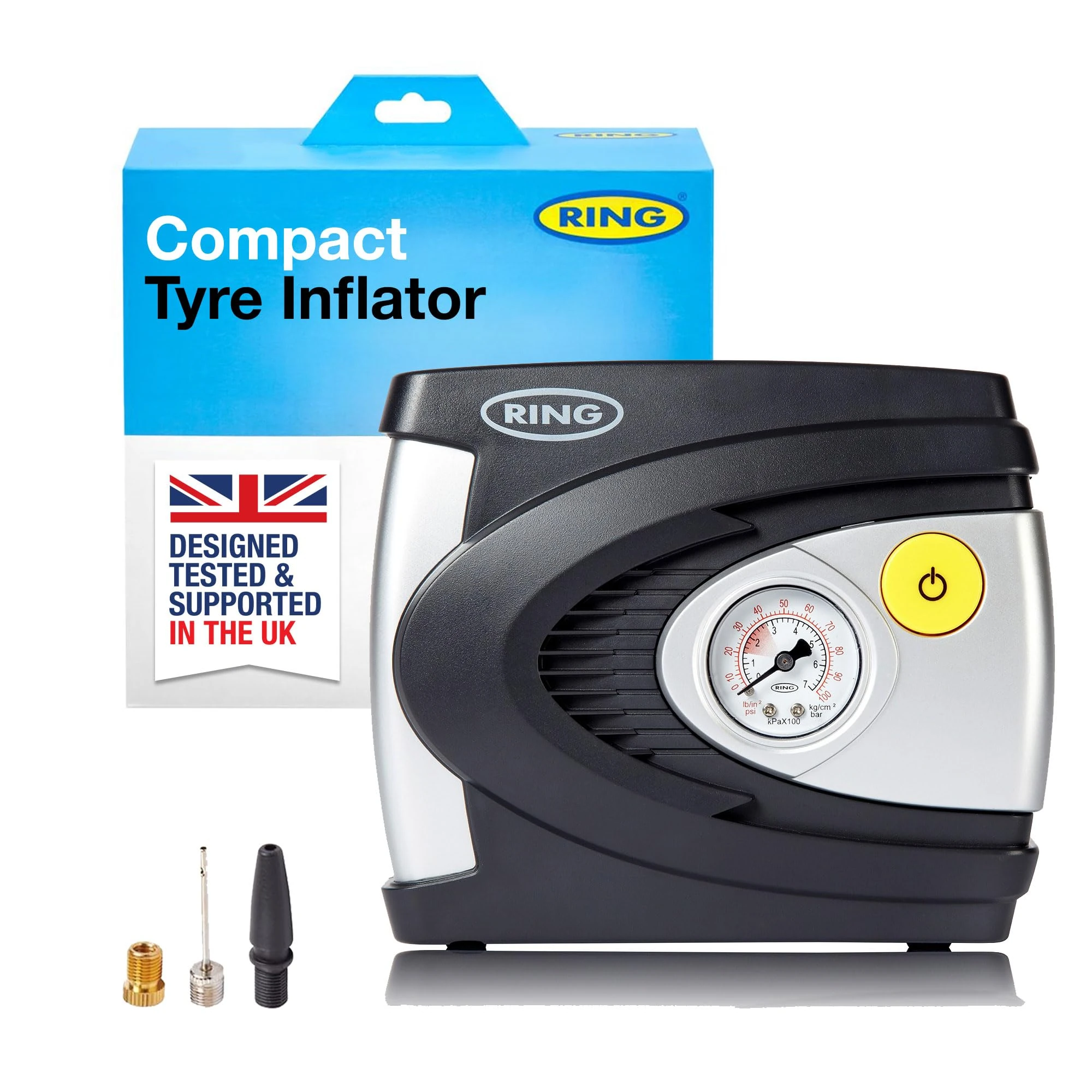RING TYREINFLATE 610 Analogue Tyre Inflator with Adaptor Kit - Results in PSI & BAR