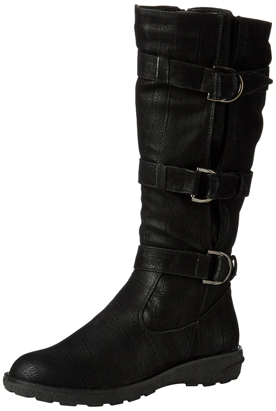 RTB L04A Ladies Black Wide Calf Knee High Boots - Size 7