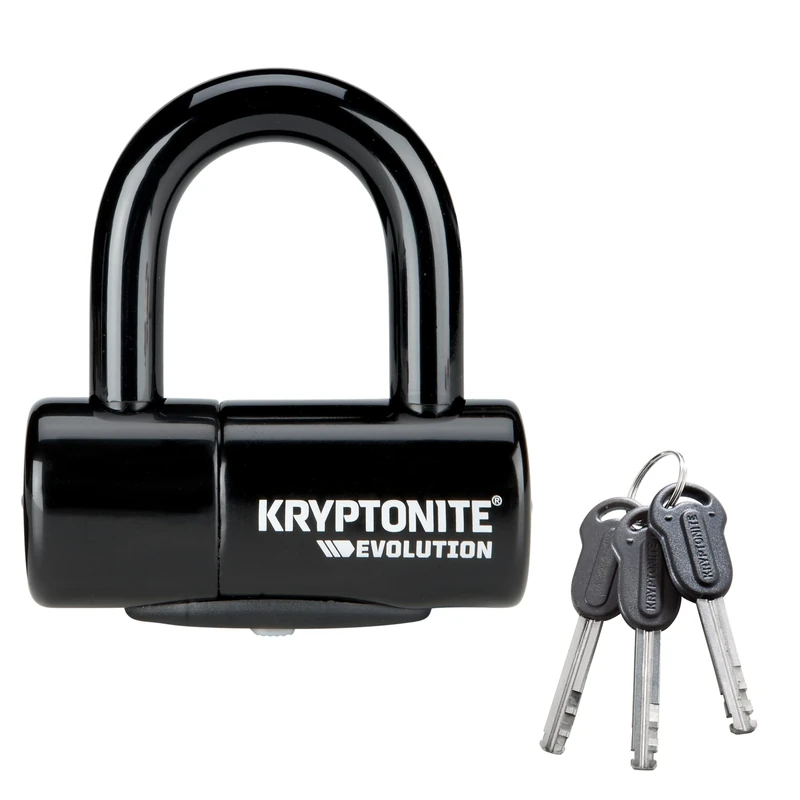 Kryptonite Evolution Bike Disc Lock, Small U-Lock 14mm Shackle with Keys, Heavy Duty Anti-Theft Bicycle U Lock, High Security Mini U-Lock for Powersports Motorcycles E-Bikes Scooters
