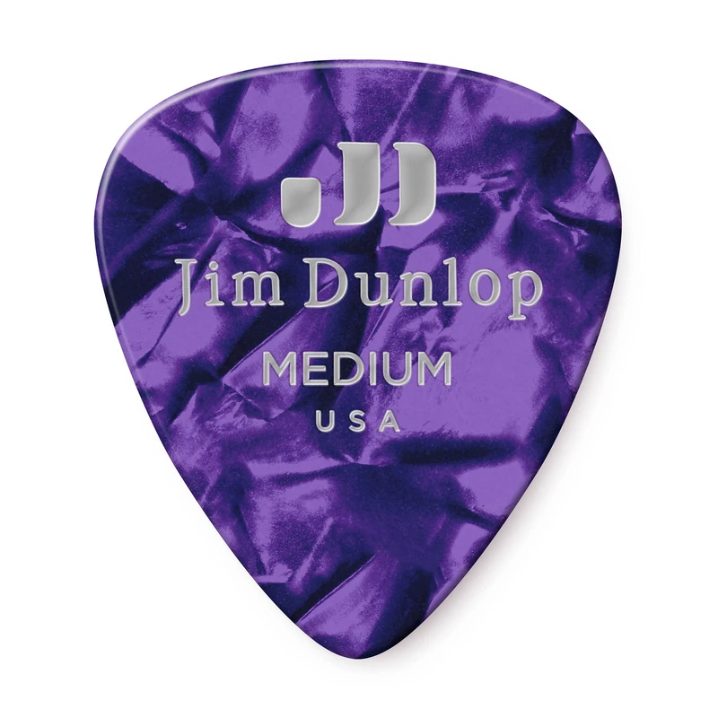 Dunlop 483R13MD Genuine Celluloid, Purple Pearloid, Medium, 72/Bag