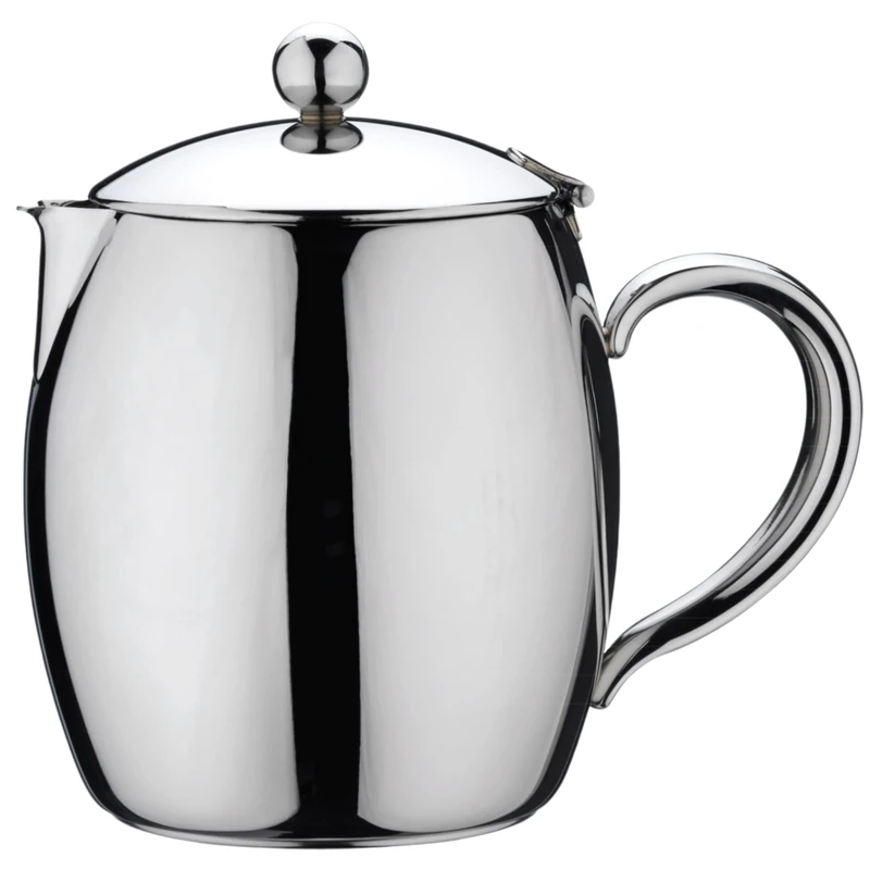 Café Stal Bellux Thermal Wall Tea Pot 7 Cups/1.4 litres/17oz - Insulated 18/10 Stainless Steel Mirror Polished Finish Loose Leaf Tea Pot - Removable strainer, Cool Touch Handles, Drip-Free Spout