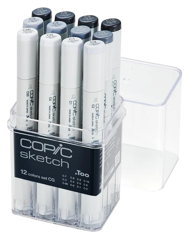 Copic Sketch Cool Grey Set of 12 C00, C0, C1, C2, C3, C4, C5, C6, C7, C8, C9, C10