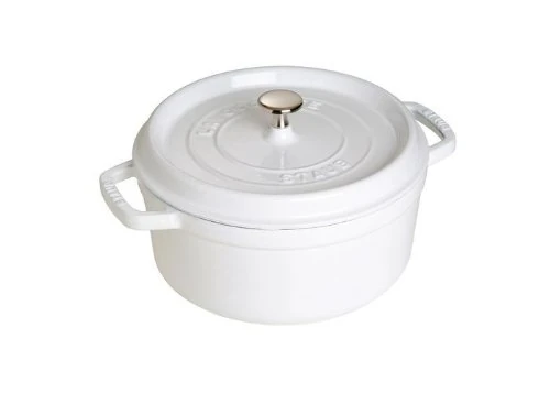 Staub 1102402 Cocotte 24 cm rund, Bräter aus Gusseisen, weiß