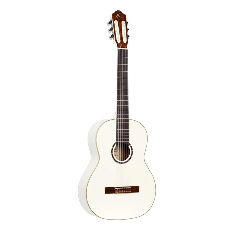Ortega Guitars 4/4 Classical Guitar – Family Series – Including Gig Bag – Spruce, Mahogany, White (R121WH)
