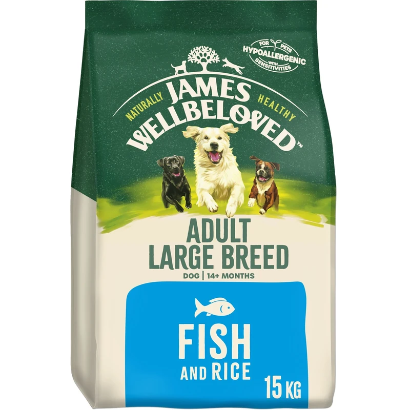 James Wellbeloved Complete Dry Adult Large Breed Dog Food Fish and Rice, 15 kg