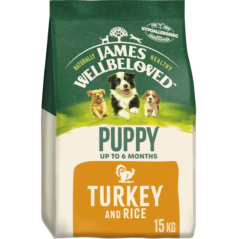 James Wellbeloved Puppy Turkey and Rice 15 kg Bag, Hypoallergenic Dry Dog Food