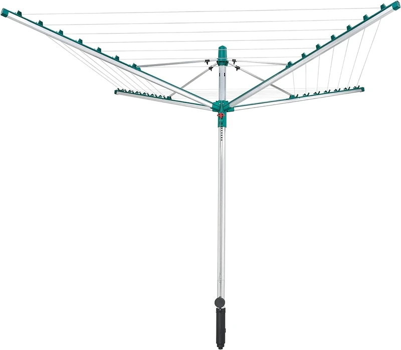 Leifheit Linomatic 400 V Rotary dryer; 40m line, Lines retract to stay clean and tangle free tidy, 3.03m turning diameter, Pull-open, rotary clothes line airer; Split pole version for easier freight