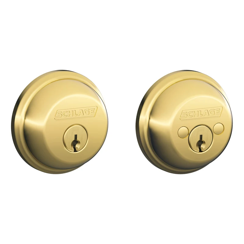 Schlage B62N505 Deadbolt, Keyed 2 Sides, Bright Brass