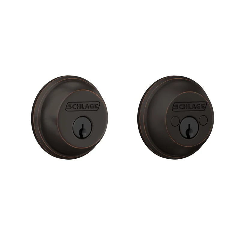 Schlage B62N716 Deadbolt, Keyed 2 Sides, Aged Bronze