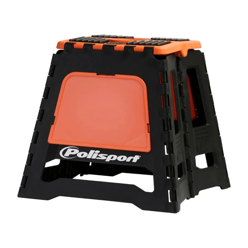 Polisport Foldable Pit Bike Stand – Lightweight, Heavy-Duty Motocross Stand for Dirt Bikes, MX, Off-Road Motorcycles – Compact, Portable, 552 lb Capacity – FIM Podium Official Stand – Orange