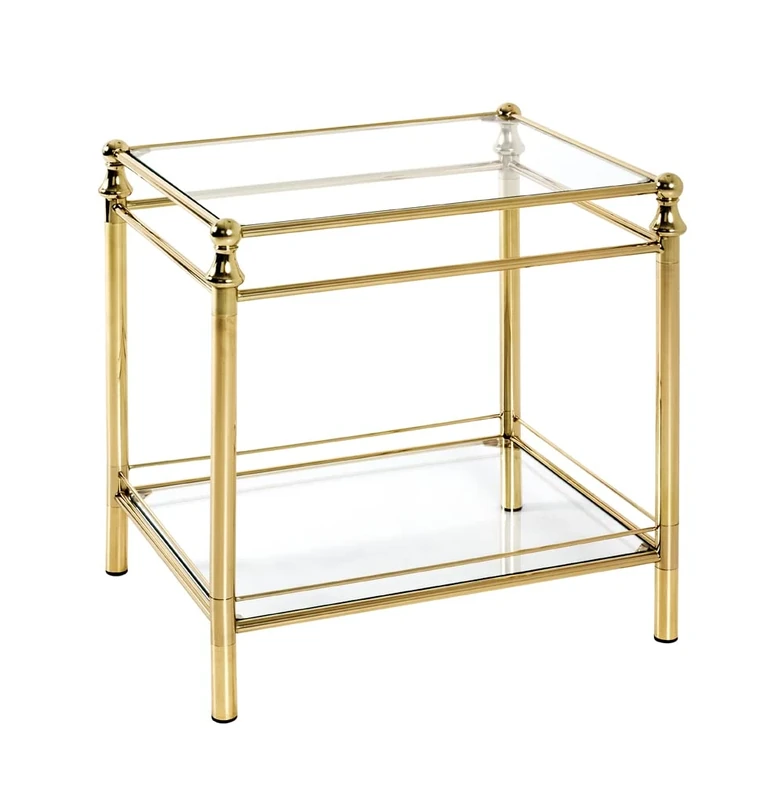 HAKU Möbel End Table Brass-Coated, Metal, Tempered Glass - Size: W 52 cm X H 53 cm X D 42 cm, Style: Contemporary