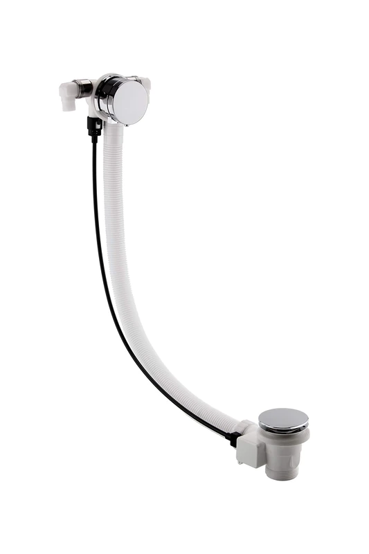 Nuie E358 | Modern Bathroom Free Bath Filler with Push Button Waste, Chrome, Set of 2 Pieces
