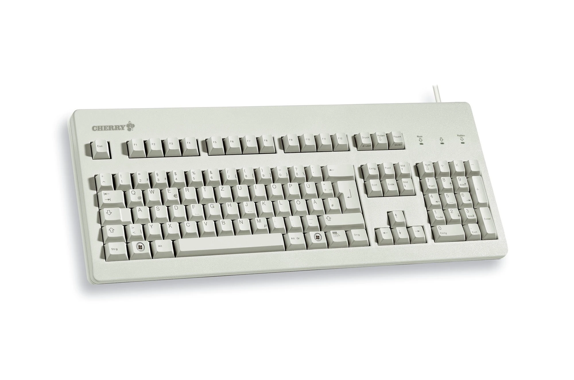 CHERRY G80-3000 Standard USB/PS2 PC Keyboard (Light Grey) with Blue SWITCH Click Pressure Point UK