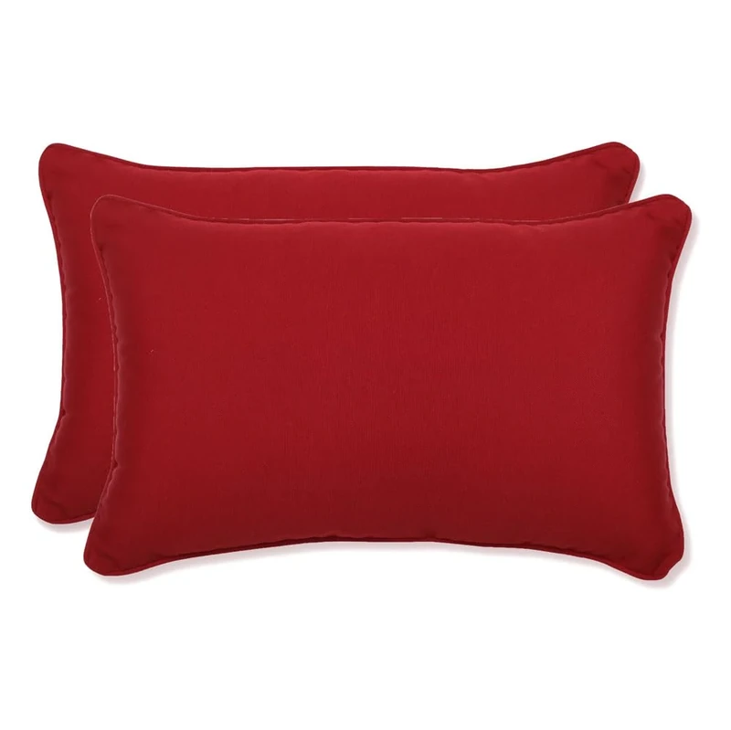 Pillow Perfect Decorative Red Solid Toss Pillows, Rectangle, 2-Pack
