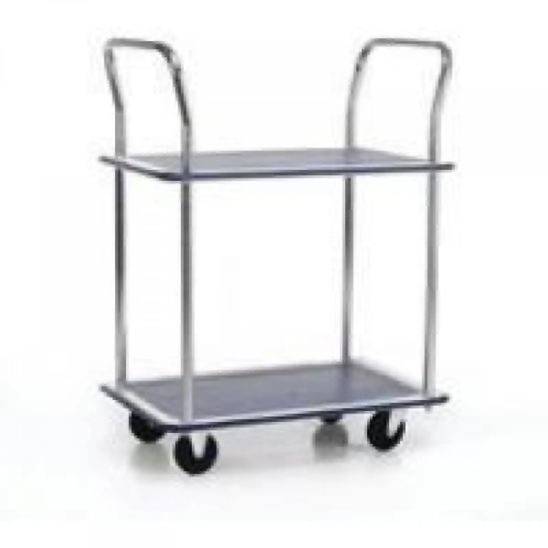 Barton Trolley Steel Frame Non-marking Wheels Capacity 120kg 2- Shelf Chrome Finish Ref PST2 - Image 1