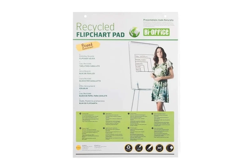 Bi-Office Earth - Flipchart Pad, Plain, 40 Sheets - 55 gr/m², A1 [Pack of 5]