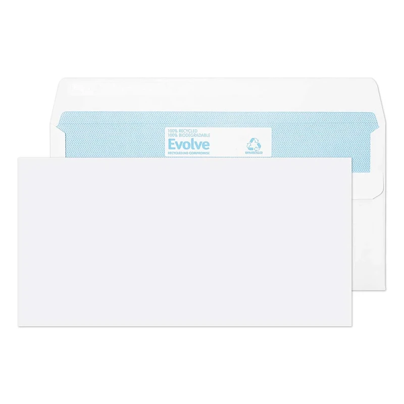 Blake Environmental - Biodegradable & Recycled Envelopes (110 x 220mm) - Pack of 1000 - Thickness 90GSM - Self Seal - FSC Certified White Envelopes - Eco Stationery & Business Supplies (RD7882)