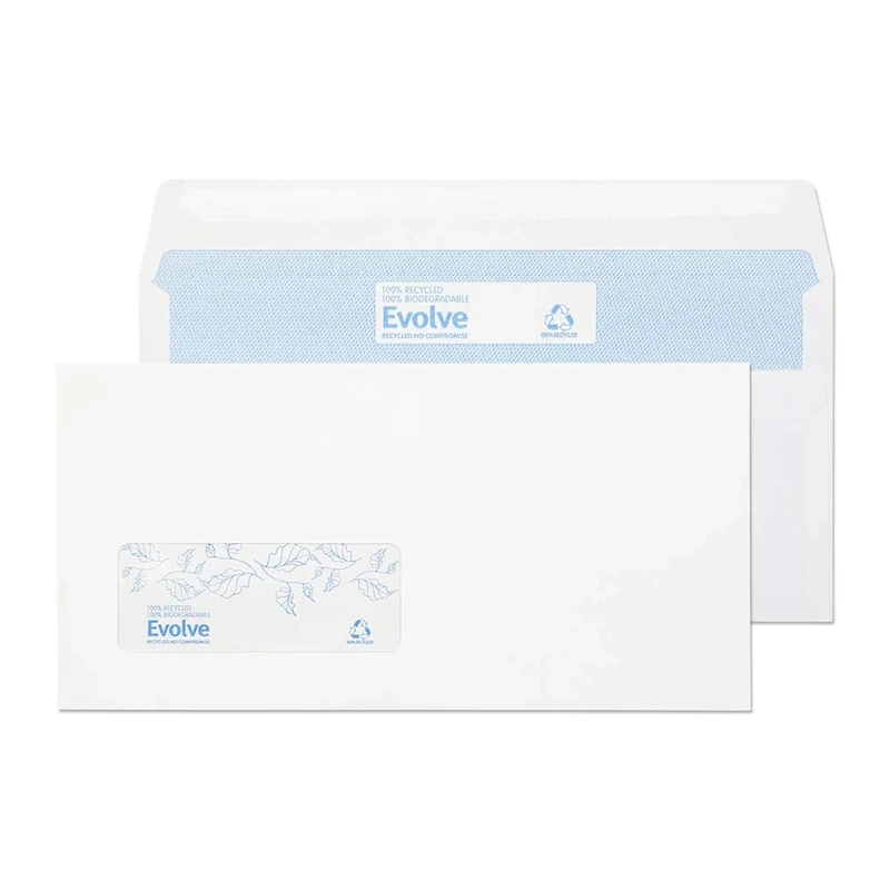 Blake Environmental - Biodegradable & Recycled Envelopes (110 x 220mm) - Pack of 1000 - Thickness 90GSM - Self Seal - FSC Certified White Envelopes - Eco Stationery & Business Supplies (RD7884)
