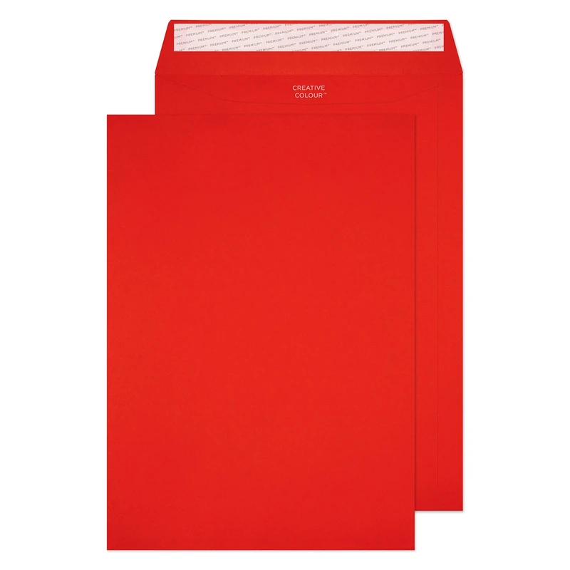 Blake Creative Colour C4 229 x 324 mm 120 gsm Peel & Seal Pocket Envelopes (406P) Pillar Box Red - Pack of 250
