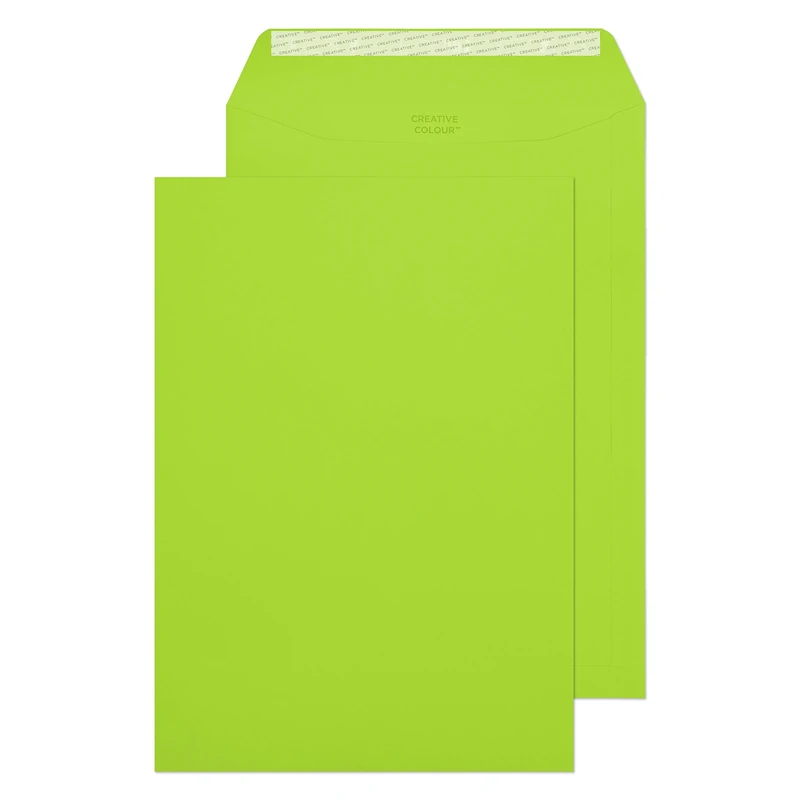 Blake Creative Colour C4 229 x 324 mm 120 gsm Peel & Seal Wallet Envelopes (407) Lime Green - Pack of 250