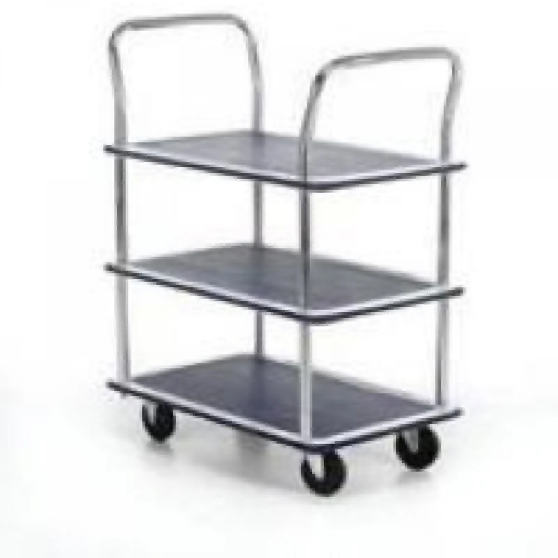 Barton Trolley Steel Frame Non-marking Wheels Capacity 120kg 3- Shelf Chrome Finish Ref PST3