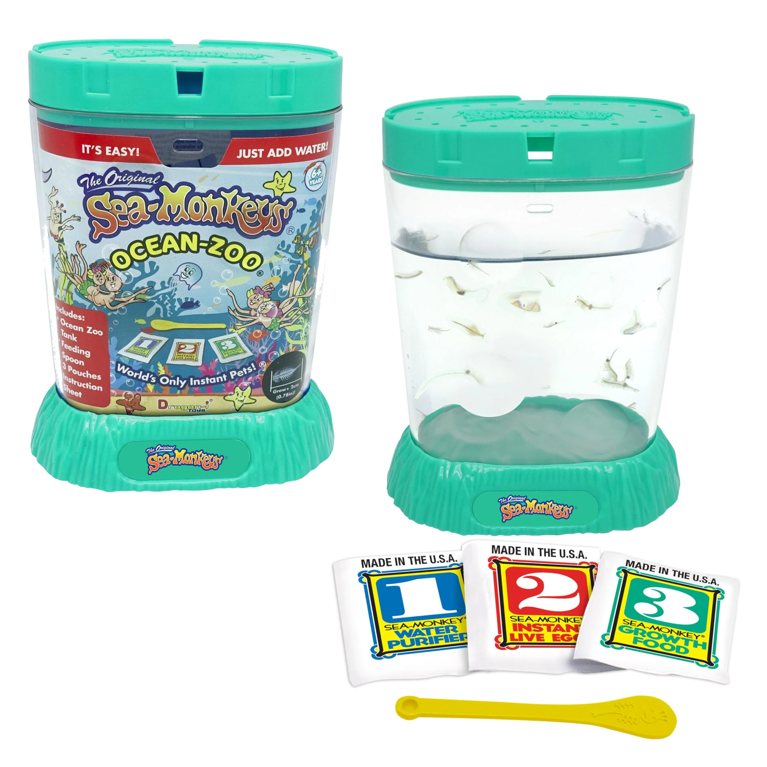 The Original Sea Monkeys - Ocean Zoo - Grow Your Own Pets Science Kit- Includes Eggs, Food, and Water Purifier, Color May Vary