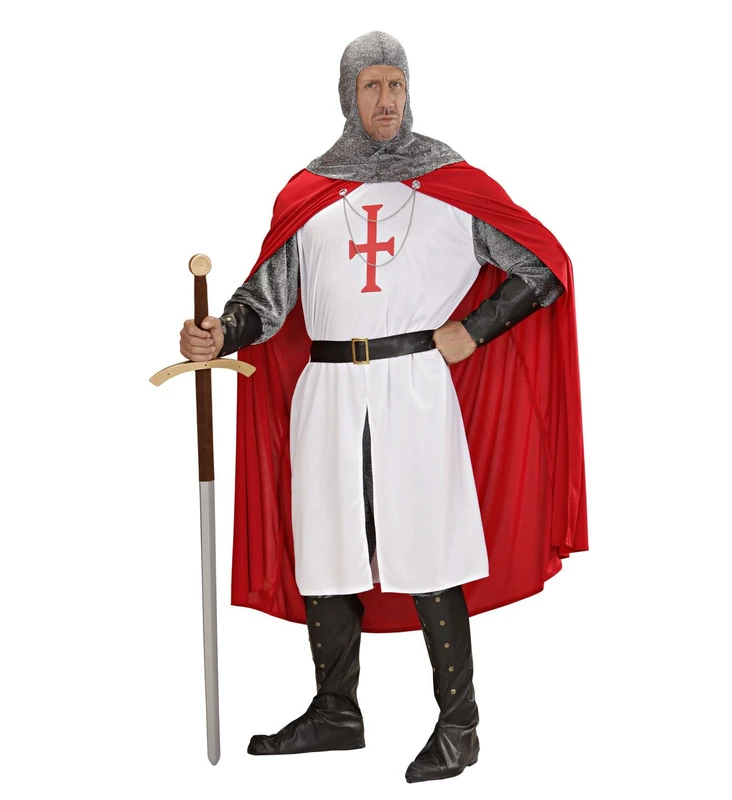 Mens Crusader Costume Large UK 42/44" for Medieval Knight Fancy Dress