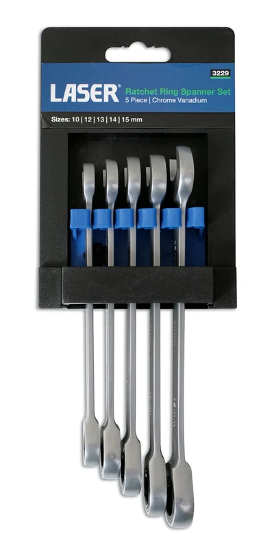 Laser 3229 Ratchet Ring Combination Spanner Set 5pc
