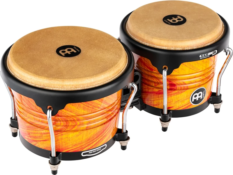 Meinl Percussion Bongos Marathon Designer - 2 hand drums with 6.75 and 8 inches - including tuning key - Siam Oak, Amber Flame (FWB190AF)