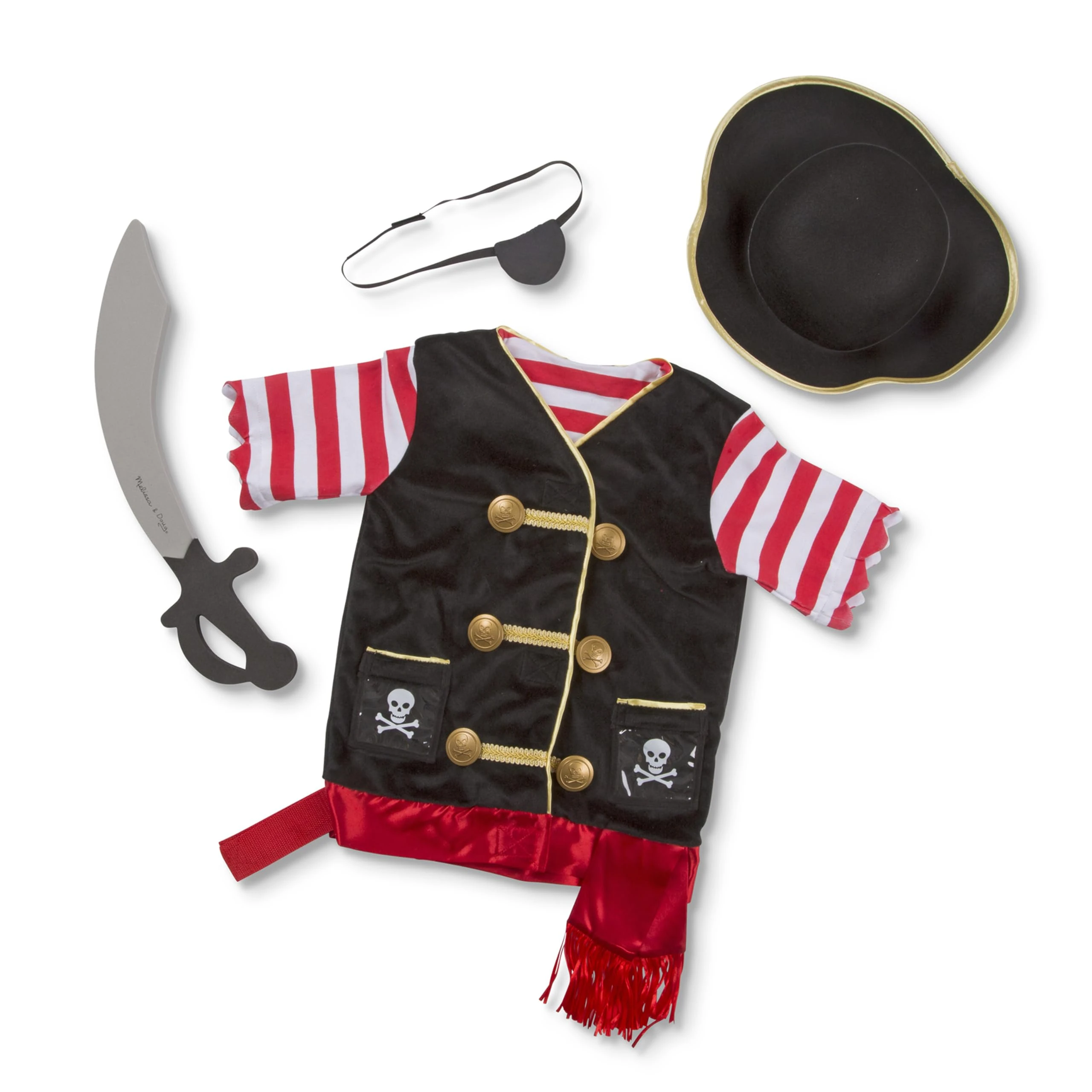 Melissa & Doug Kids Pirate Costume Role Play Toys | Fancy Dress for Kids & Toddlers | Pirate Costumes for Kids | Kids Dressing Up Clothes for Girls or Boys | Pretend Play Gifts Kids Age 3-6