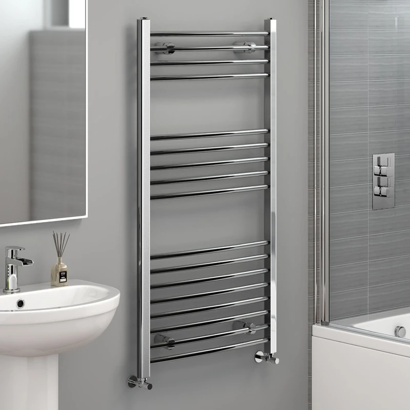 1200x600mm Chrome Curved Towel Radiator Ladder Modern Bathroom NC1200600