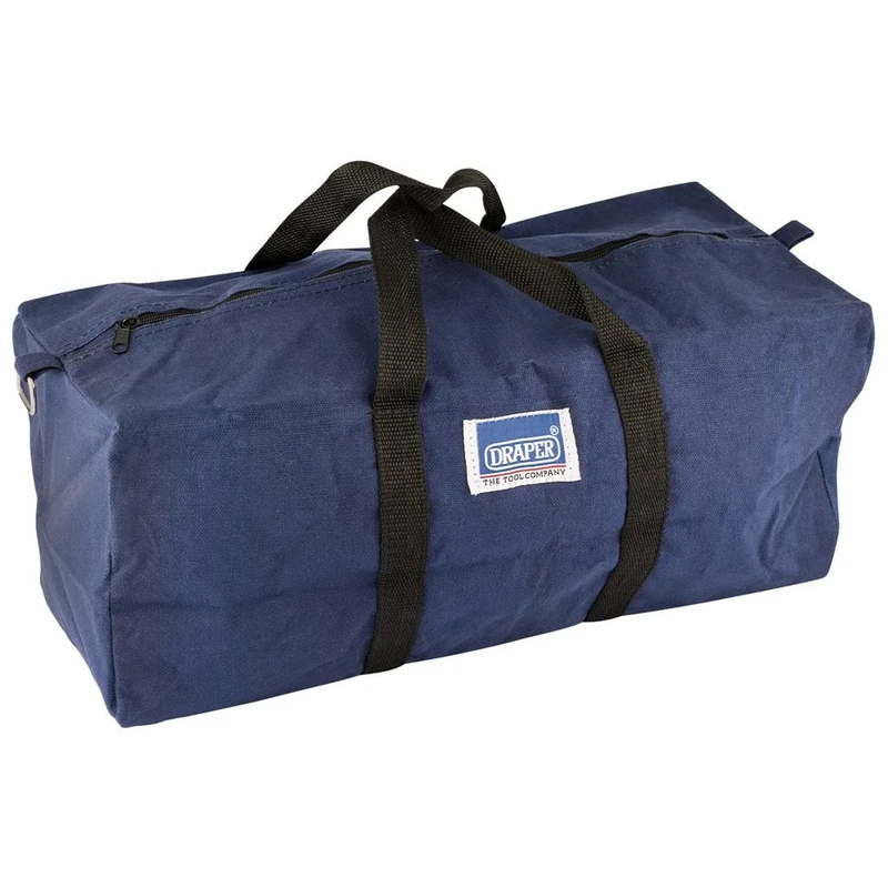 Draper 460mm Heavy Duty Canvas Tool Bag | Tools Storage Organiser | Open Tools Kit | Polythene | Buckle Straps | Covered Rope Handles | 72972