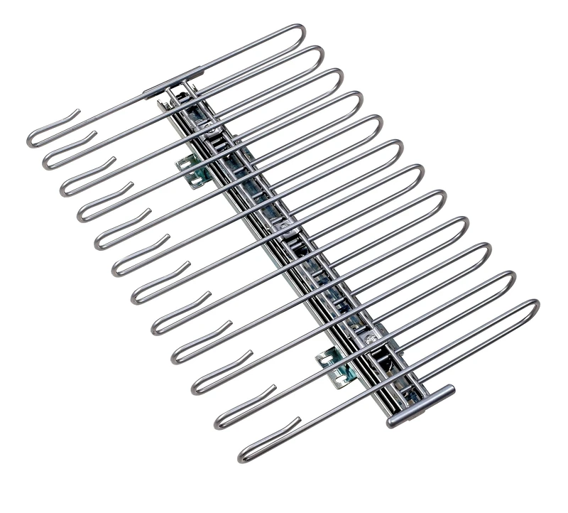 WENKO 5971100 Pullout wardrobe element trouser hanger for 12 pairs of trousers, detachable pullout rail, Metal Metal chrome plated, 33 x 10 x 47 cm, Silver shiny
