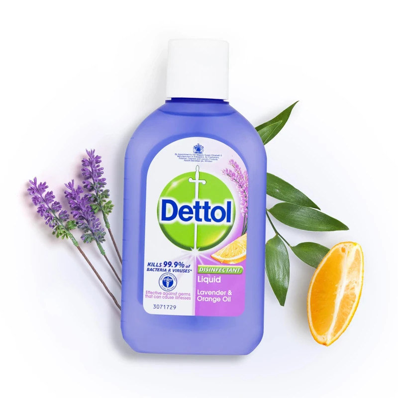 Dettol, Disinfectant Liquid, Lavender and Orange Oil, 500ml, Multipurpose, Non-bleach formula, Kills 99.9 Percent of Bacteria