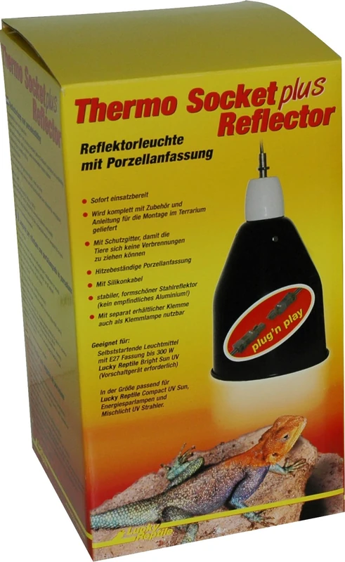 Lucky Reptile HTR-2 Thermo Socket plus Reflector Large with Plug Connection, Reflector Light with Porcelain Socket Ready for Connection