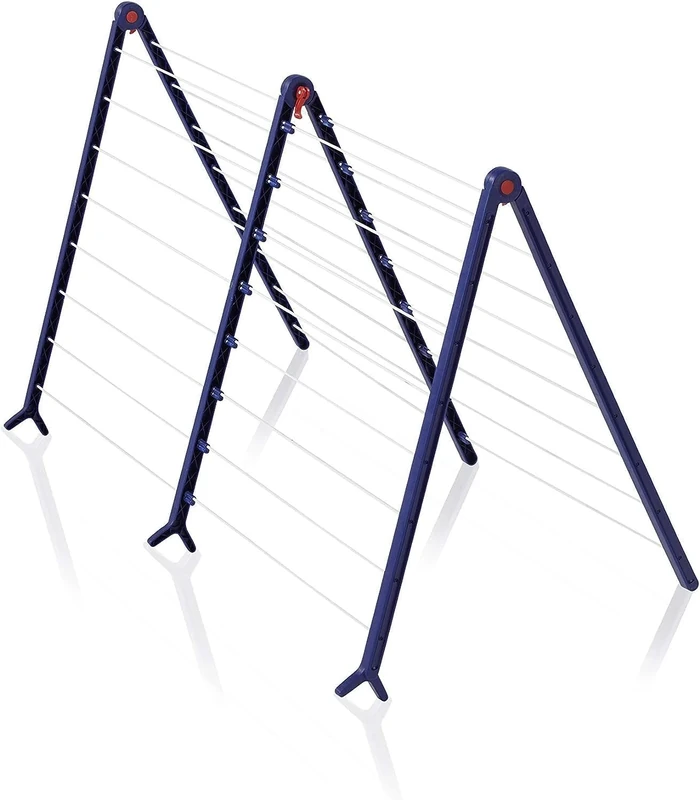 Leifheit Pegasus 190 Extendable Bathtub Airer, Over the Bath Clothes Dryer, Rustproof Small Airer for Indoor and Outdoor Use, Blue and White, 19 m - Image 1