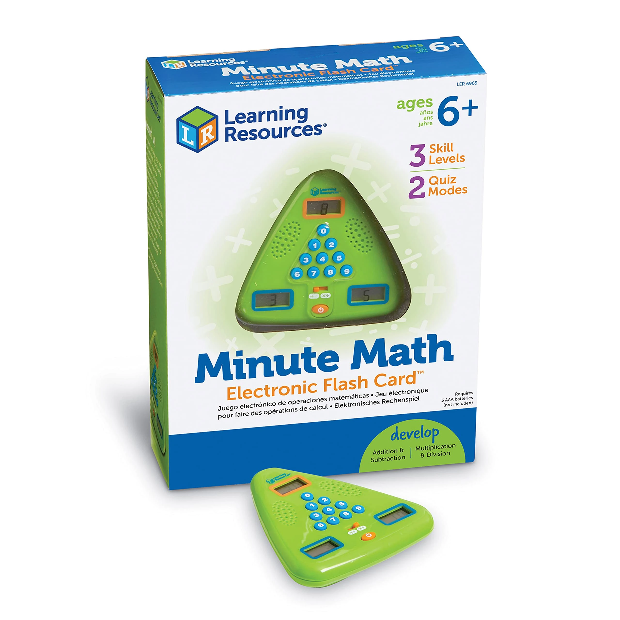 Learning Resources Minute Math Electronic Flash Card, Ages 6+, Maths Travel Game, Fast-Paced Mental Arithmetic Toy with 3 Difficulty Levels