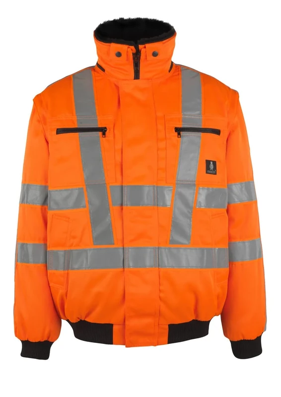 Mascot 05020-660-14 Innsbruck Safe Arctic Detachable Pile Lining Water Repellent Class 3 Pilot Jacket, Size 4XL, Hi-Vis Orange