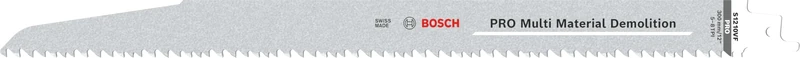 Bosch 5x PRO Multi Material S1210VF Demolition Reciprocating Saw Blade (for Wood with nails, Construction wood, Length 300 mm, Professional Accessory Reciprocating Saw)