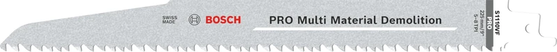 Bosch 5x PRO Multi Material S1110VF Demolition Reciprocating Saw Blade (for Wood with nails, Construction wood, Length 225 mm, Professional Accessory Reciprocating Saw)