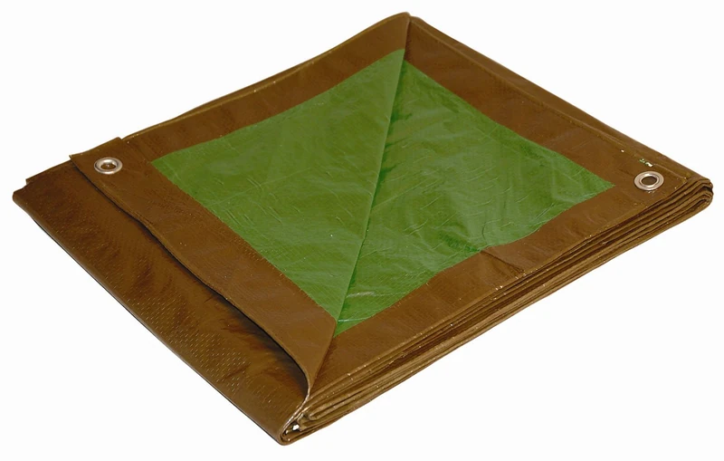 Dry Top Medium Duty Tarp, Polyethylene (PE) Aluminum, Brown/Green, 24x36 Feet