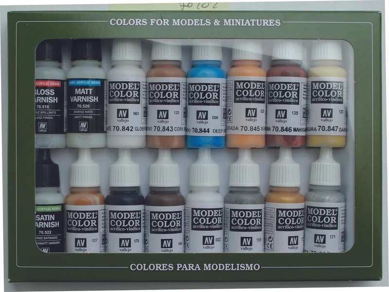 Vallejo 70102 Folkstone Acrylic Paint Set - 16 Colors x 17ml