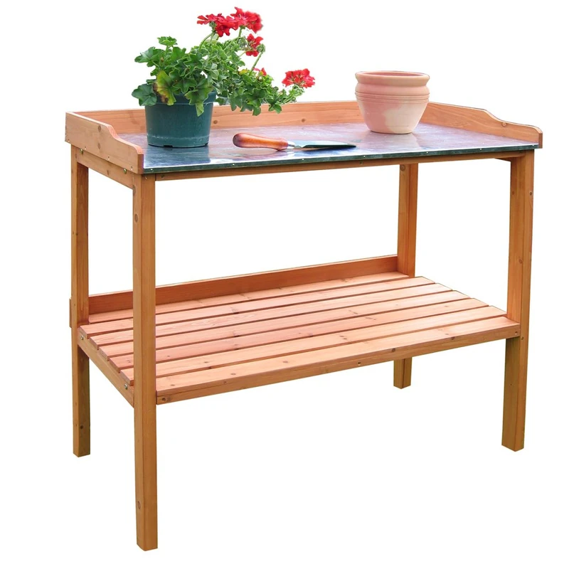 HABAU 698 Garden Table with Galvanised Worktop