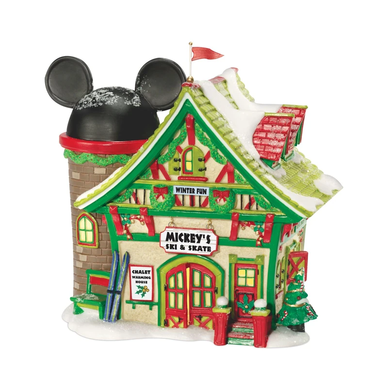 Disney Village By D56 Mickey's Ski and Skate Shop Figurine