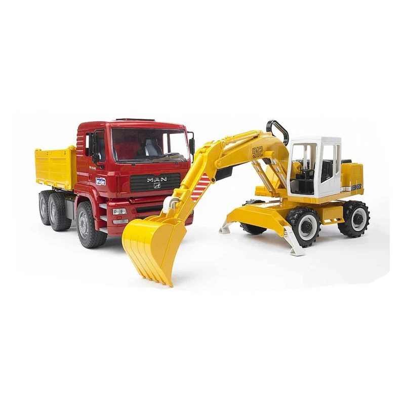 Bruder MAN TGA Construction Truck And Liebherr Excavator