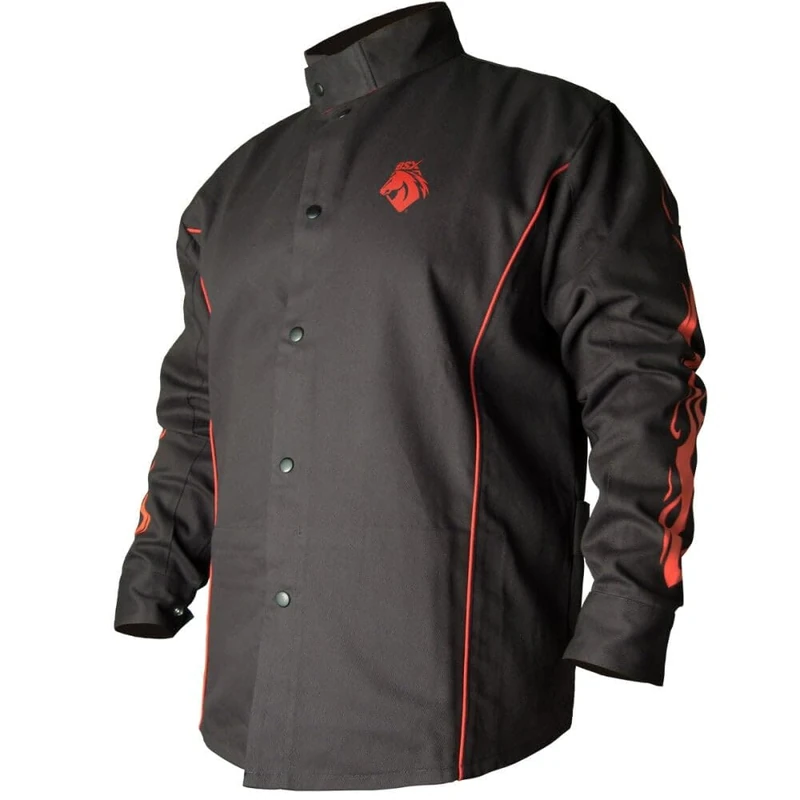 Revco Bsx Bx9C Flames Cotton Welding Jacket X-Large Black/Red
