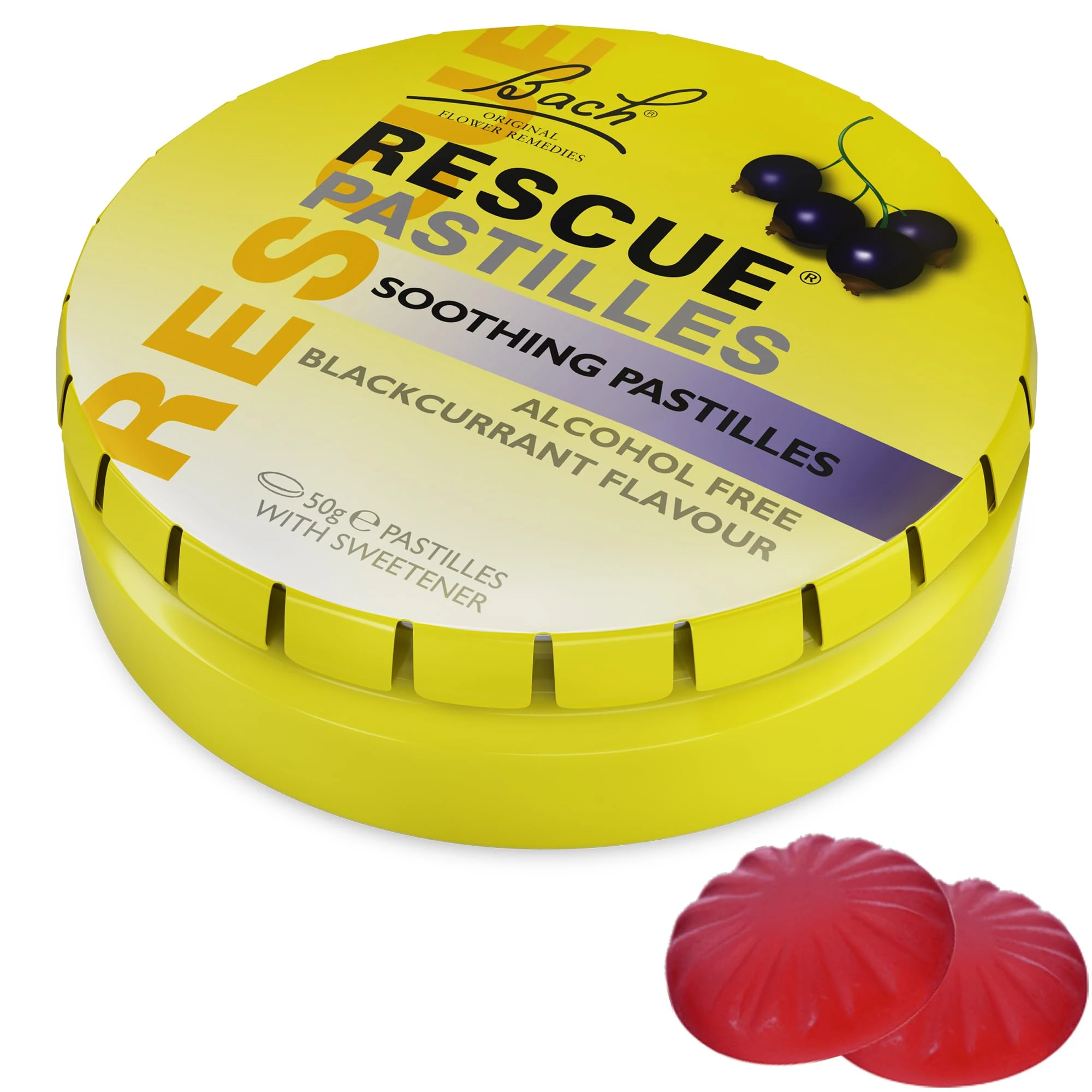 Rescue Remedy Pastilles | Blackcurrant Flavoured | Daily Support for Stressful Moments | Bach Original Flower Essences | Chewable Pastilles | 50g Travel Tin