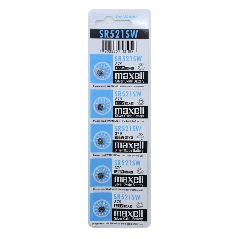 Maxell SR521SW (379) Silver Oxide 5 Batteries by Maxell